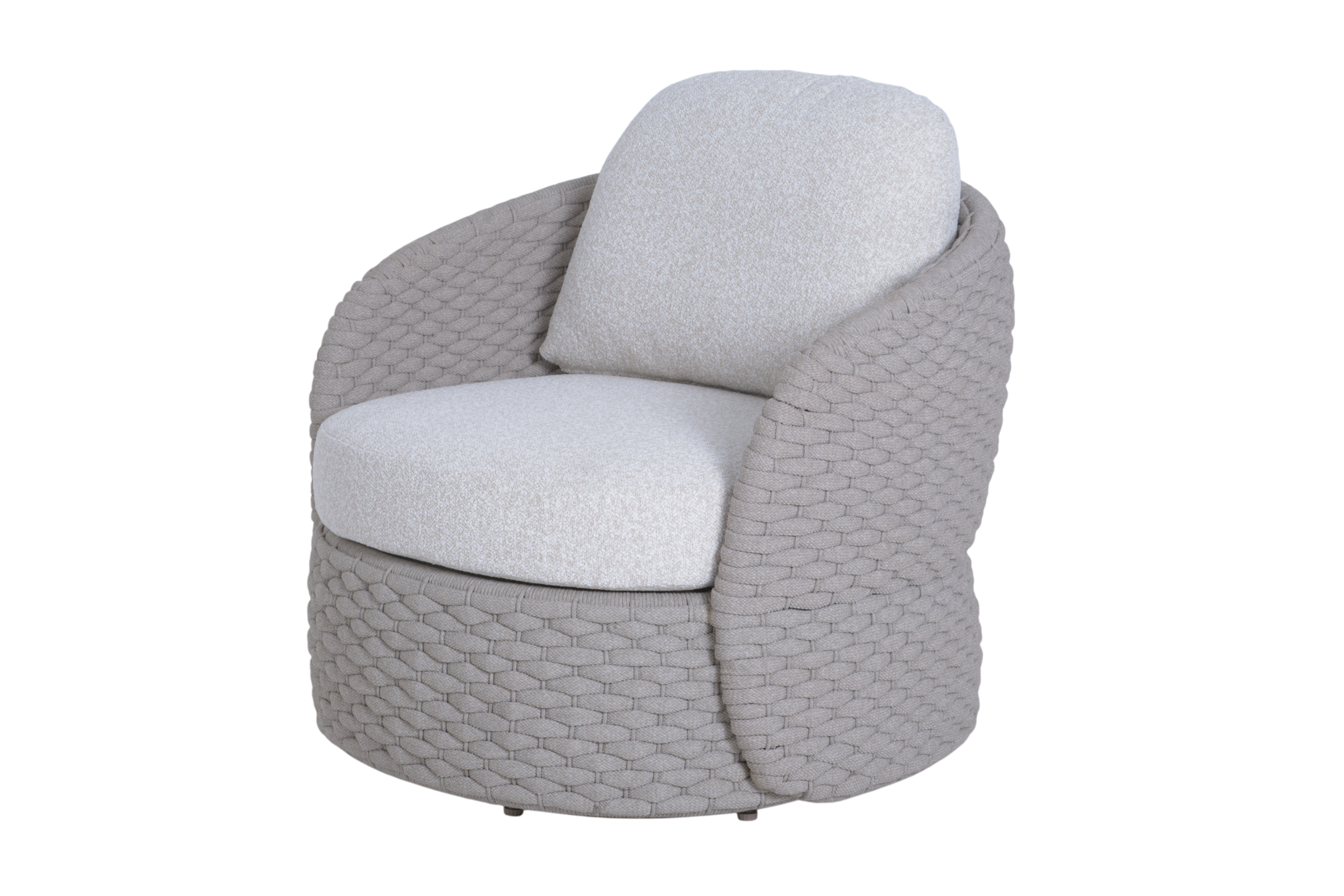 FLY SWIVEL CHAIR - ALU CANE BROWN - ROUND ROPE 5MM + OVAL ROPE 20X11MM BEIGE - JALOUSIE 131 (2)-Photoroom Dahayu Lounge Swivel Glider - Image 1