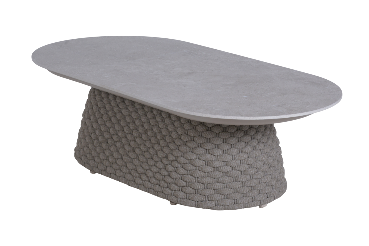 GAUDI COFFEE TABLE 120 X 60 X 35 CM - SINTERED STONE SABBIA PANNA - ALU TAUPE - OVAL ROPE 20X11MM DARK TAUPE & ROUND ROPE 5MM DARK TAUPE (2)-Photoroom Gaudi Coffee Table - Image 1