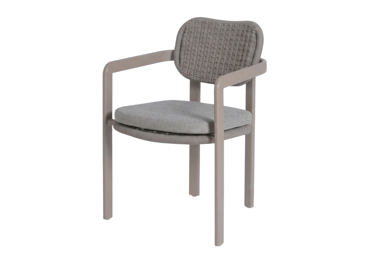 SIMON DINING ARM CHAIR - ALU TAUPE - ALU TAUPE - ROUND ROPE 5MM DARK TAUPE - VOLGA 163 (2)-Photoroom Simon Dining Arm Chair - Image 1